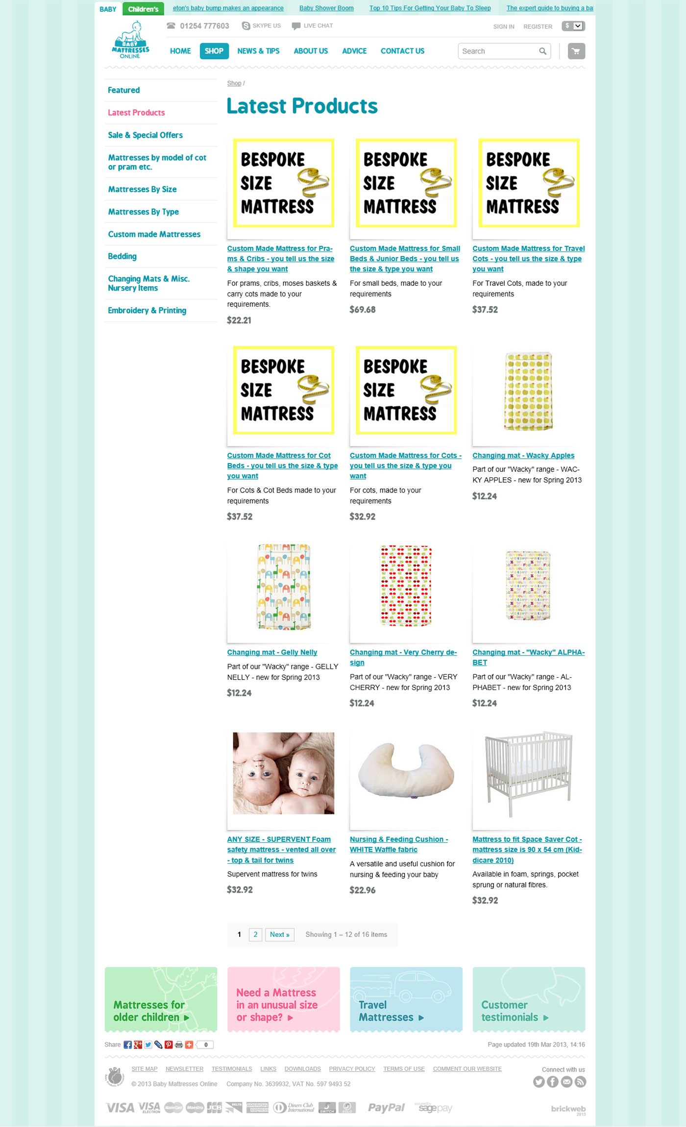 Baby Mattresses Online Categorie page