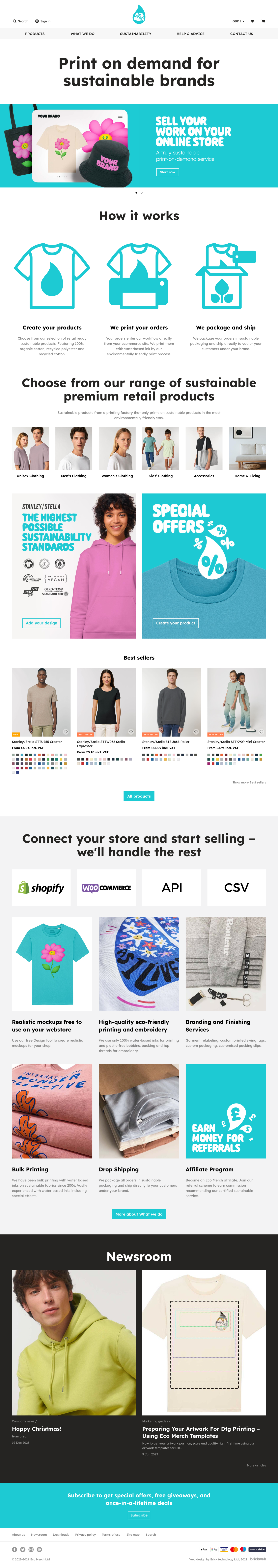 Eco Merch Home page