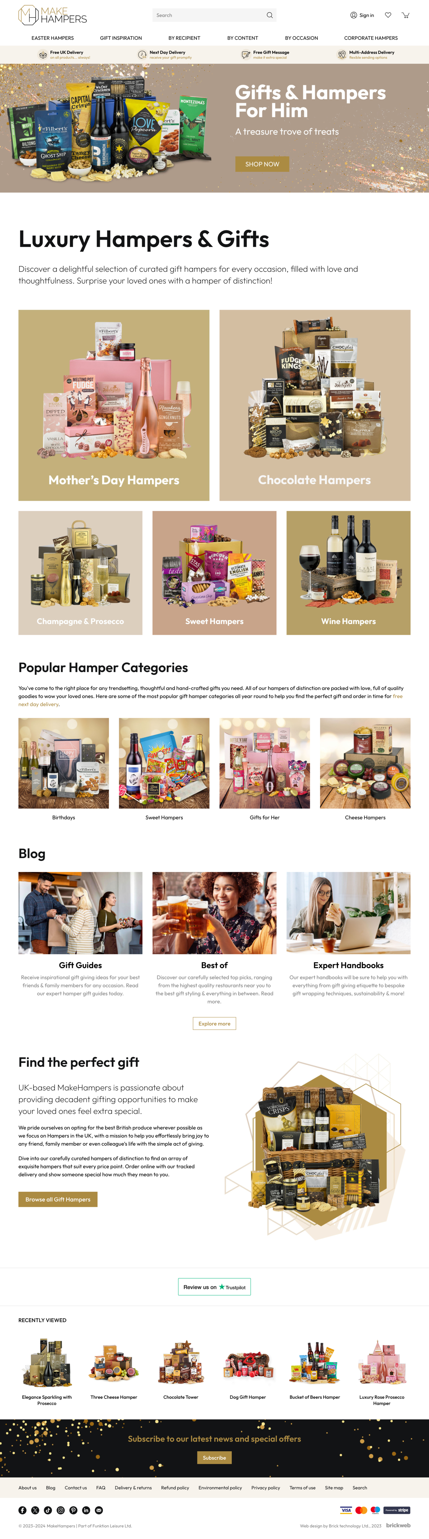 Make Hampers Home page