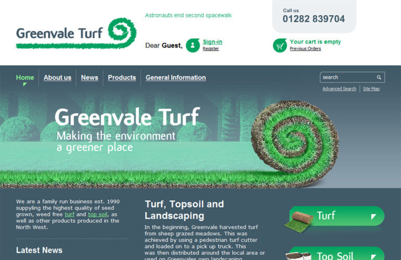 Greenvale Turf Homepage header