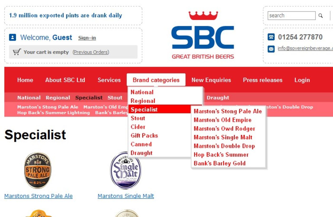 Sovereign Beverage Company Brand categories