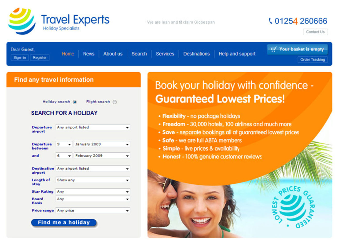 Travel Experts Homepage header
